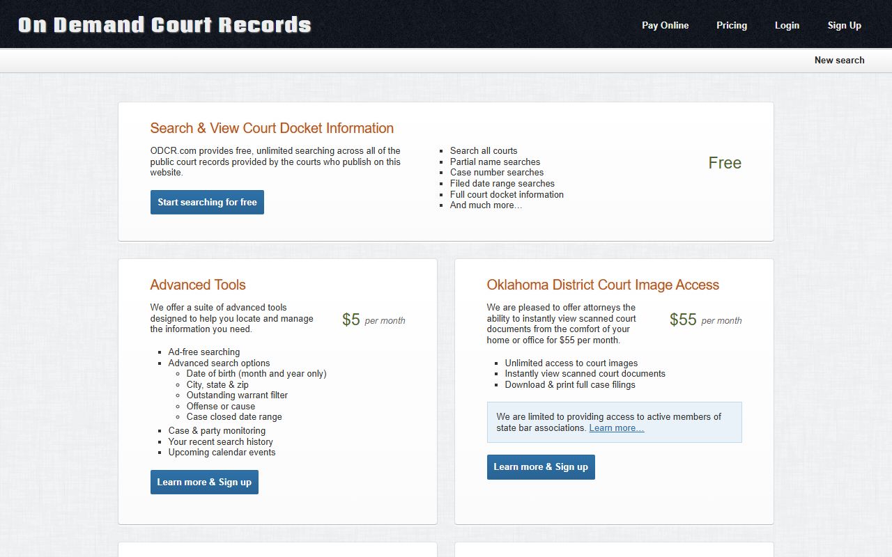 Wagoner County court records free public search notes on the ODCR portal