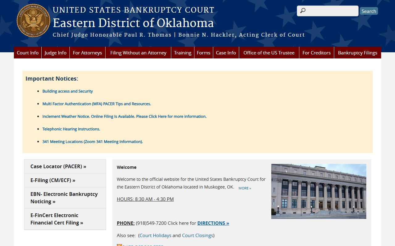 Wagoner County federal court records at the Eastern Oklahoma Bankruptcy Court