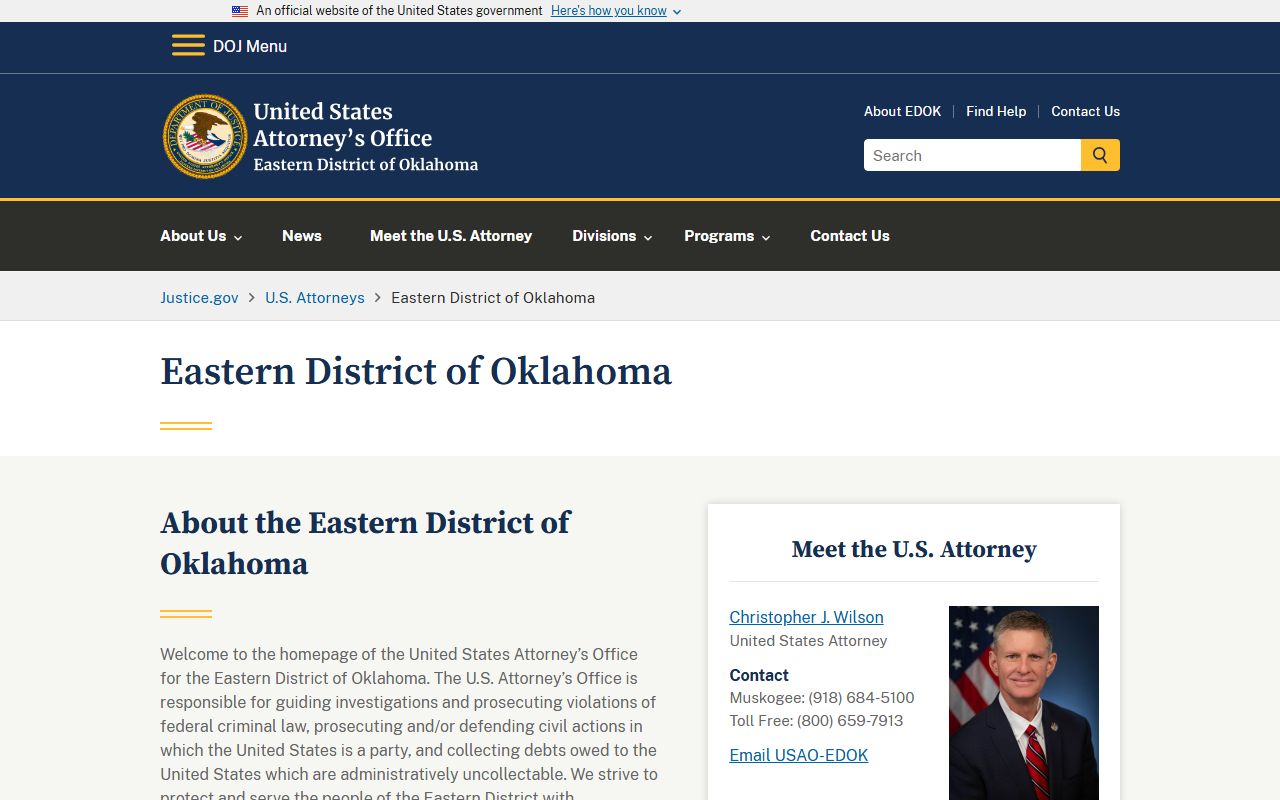 Wagoner County federal court records and the U.S. Attorney for the Eastern District of Oklahoma