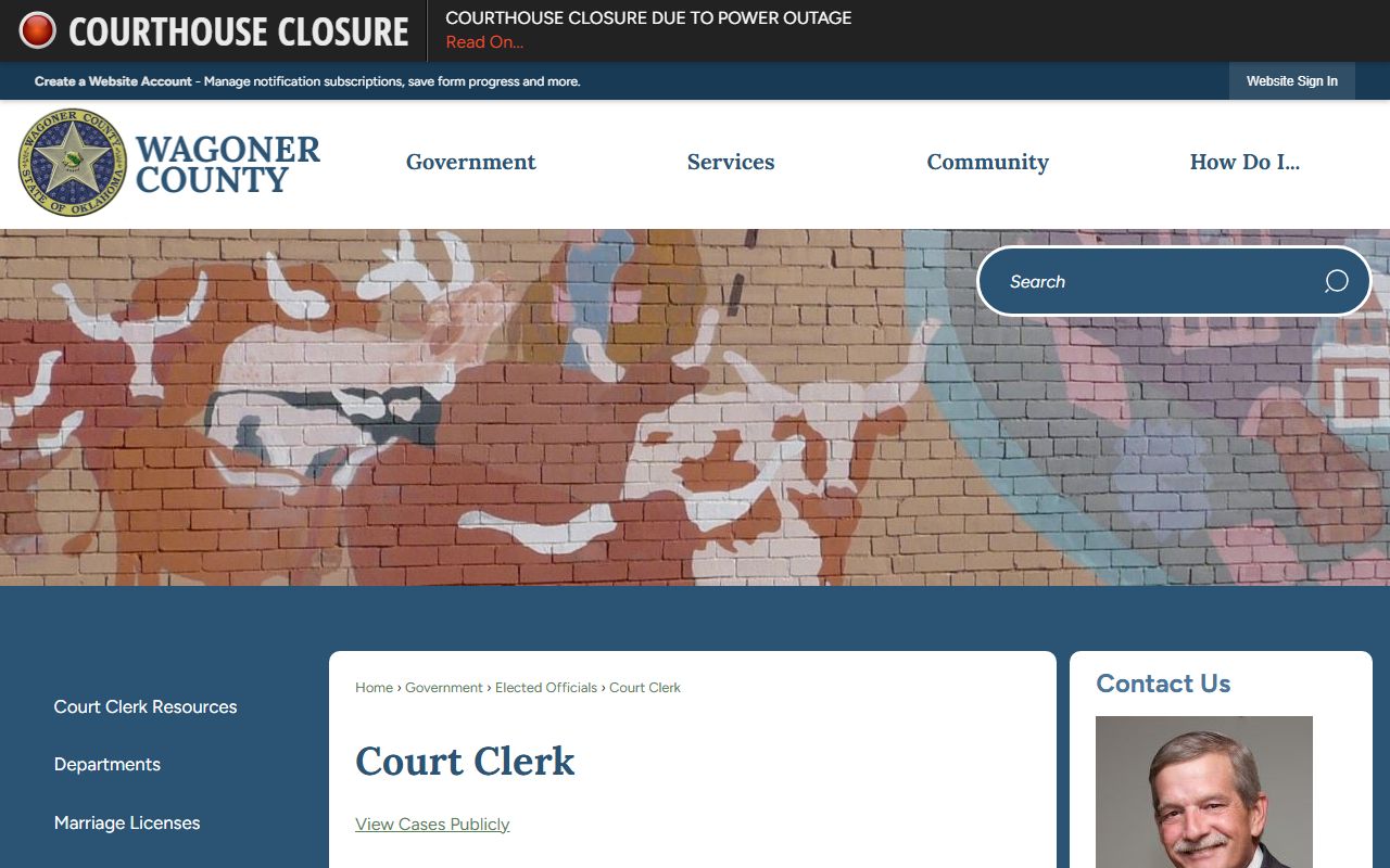 Wagoner County Court Clerk page with records, forms, and copy instructions